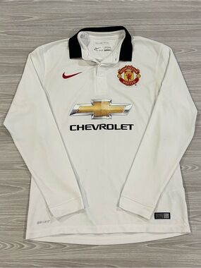 Nike 2014/15 Manchester United Long Sleeve Soccer Jersey White Mens Size Medium